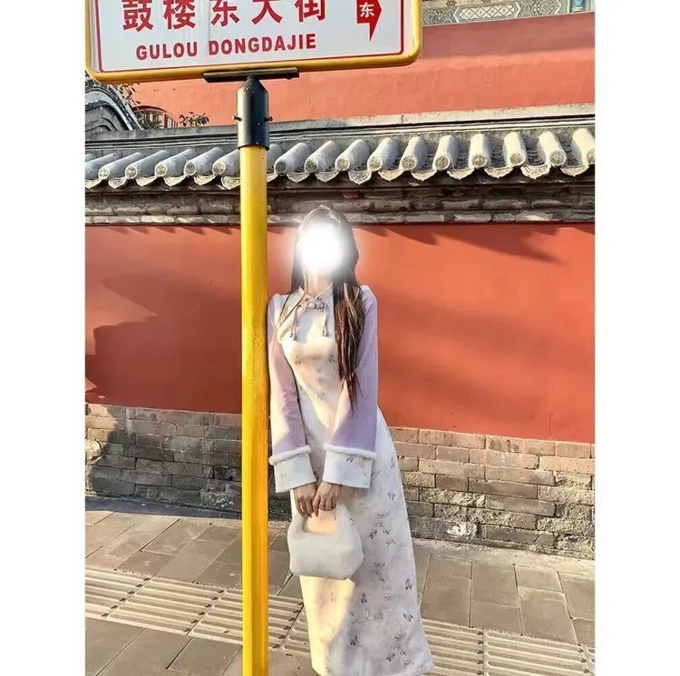 特大码定制~【踏雪寻花】300斤女装胖mm显瘦清冷新中式复古改良旗袍