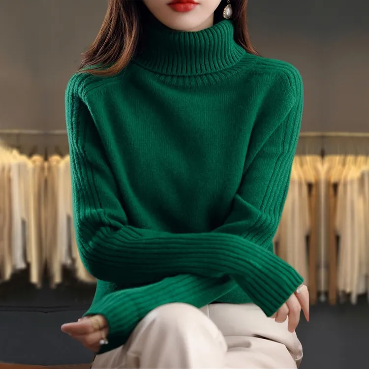 胖mm秋冬特大码高领毛衣女宽松遮肚子上衣2024新款针织打底羊绒衫