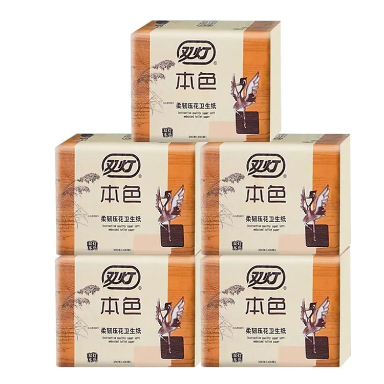 双灯卫生纸双层本色压花卫生纸亲肤柔韧厕纸草纸方块纸品质实惠装