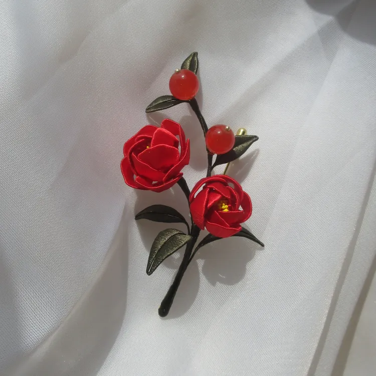 原创玫瑰花胸针发簪发饰【付款后7天内发货】手工定制款复古国风