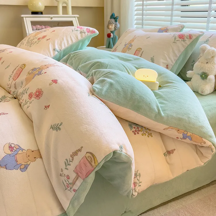 牛奶绒被套单件150x200x220cm秋冬季珊瑚绒加厚双面绒被罩套冬天