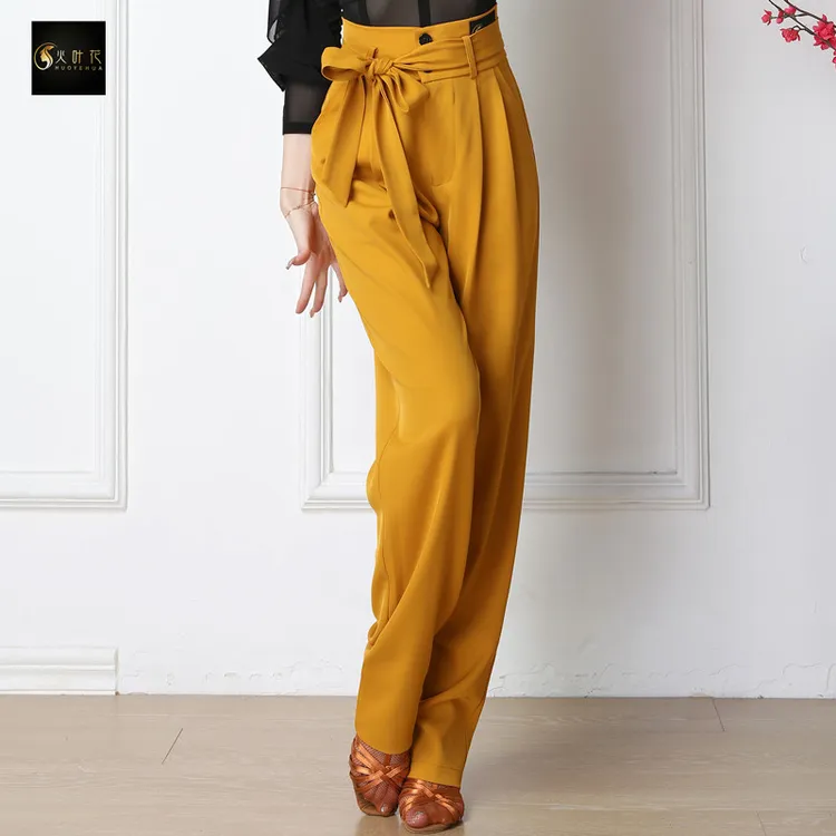 火叶花拉丁舞蹈裤子女士高腰哈伦小脚练功国标摩登舞交谊广场舞裤