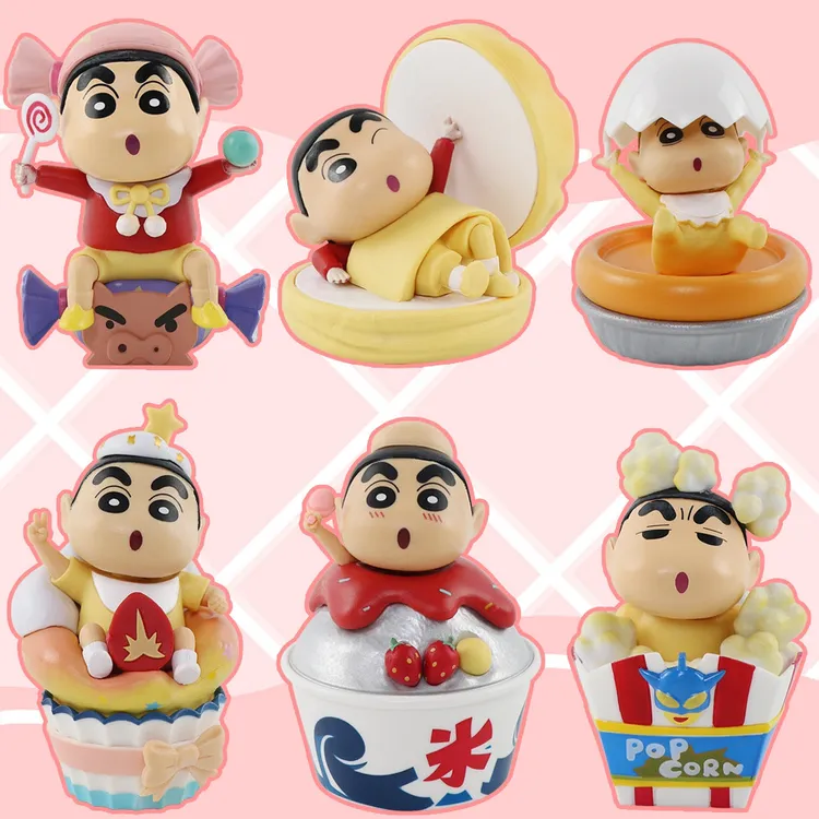 甜品款可爱蜡笔小新点心系列盲盒祖国版动漫小新公仔车载桌面摆件