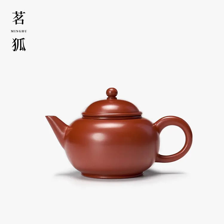 【吴炫杰·水平】朱泥潮州手拉壶 全手工土水茶壶茶具龙蛋西施梨形壶