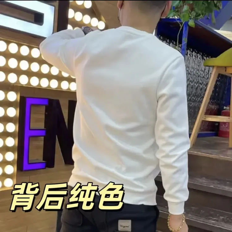 潮牌卫衣男士秋冬长袖新款潮流圆领印花加绒上衣宽松套头休闲卫衣