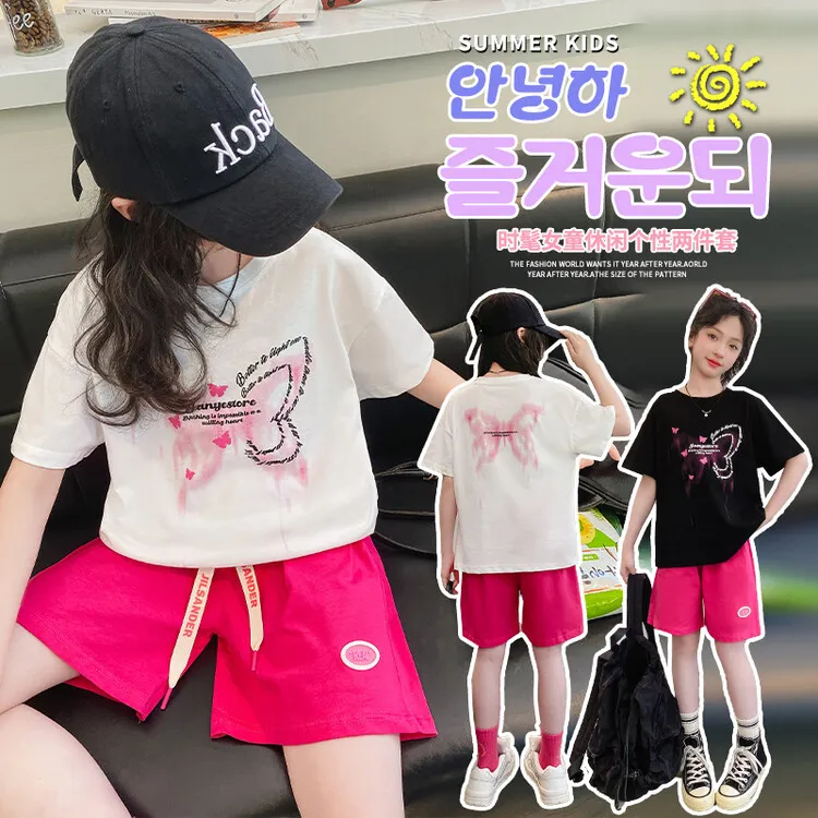 女童夏装短袖套装网红儿童装洋气时髦薄款夏季中大女孩潮衣服9岁8