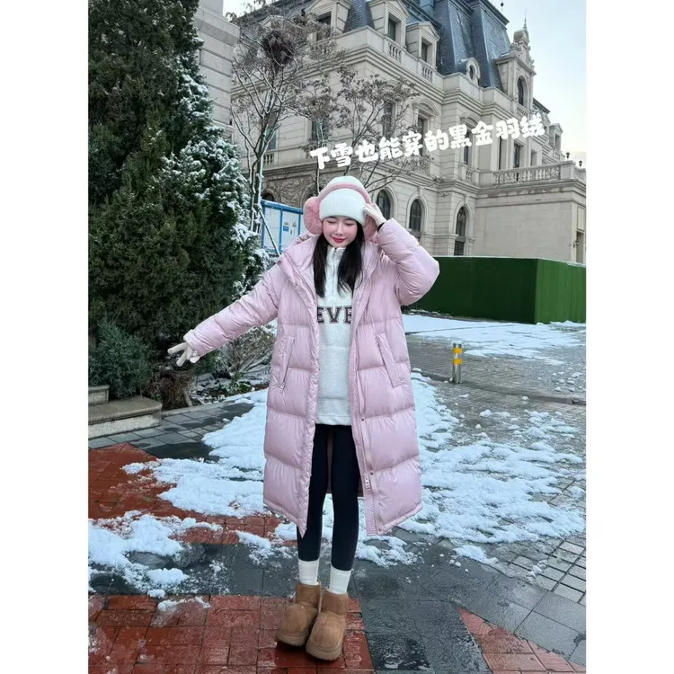 爆款黑金羽绒服女款中长款小允姐姐2025新款时尚气质休闲羽绒服
