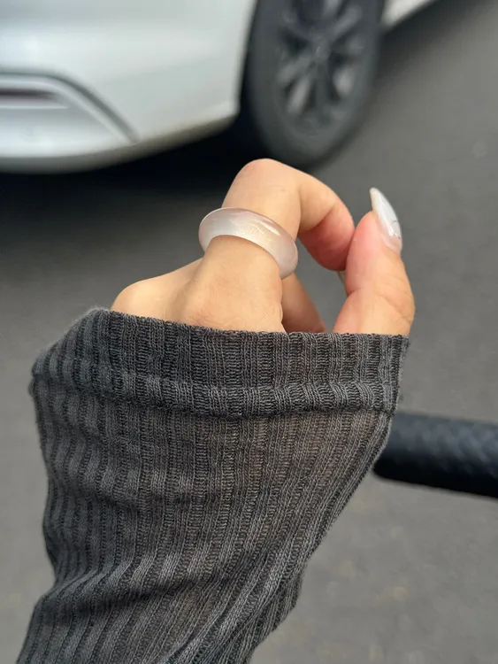 纯天然马料浅香槟金玛瑙戒指