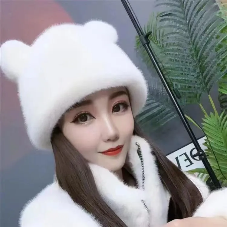 冬季加厚小熊耳朵女保暖显脸小可爱成人帽子秋冬护耳帽网红保暖帽