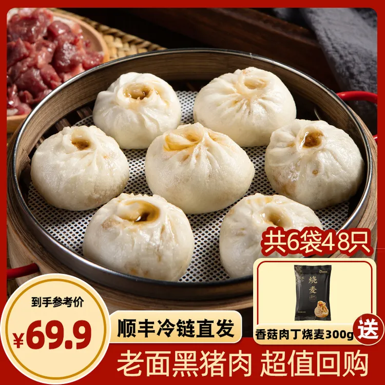 纯手工老面黑猪肉小笼包200g*6袋 嵊州传统儿童早餐鲜肉速冻包子
