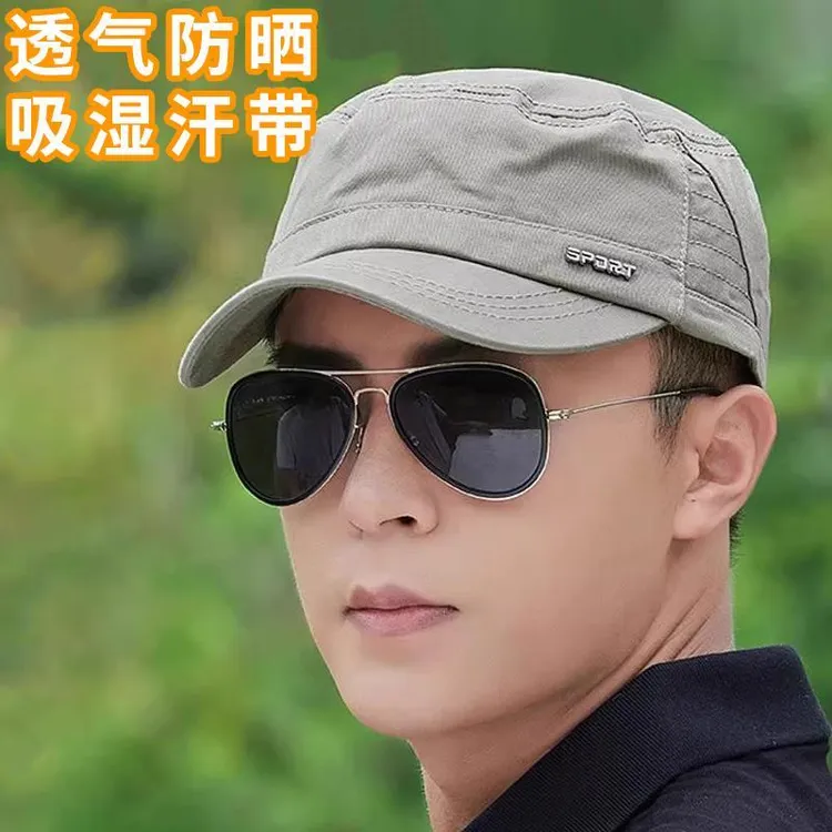 男款春秋短檐平顶鸭舌帽帽子休闲百搭新款布帽太阳防晒鸭舌帽男款