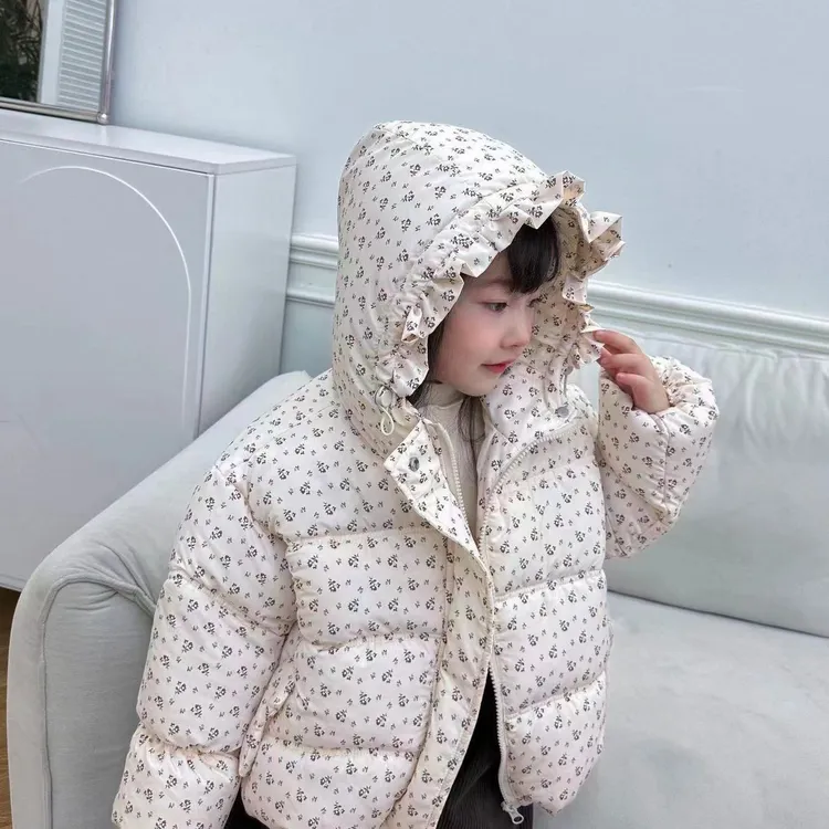 2024新款女童加厚棉服冬季儿童洋气韩版保暖碎花棉衣宝宝外套