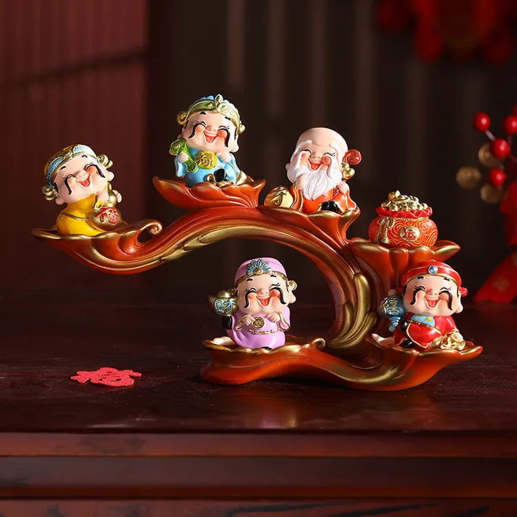 五福财神爷摆件高档玄关电视柜创意装饰品店铺开业乔迁送人礼品商品图