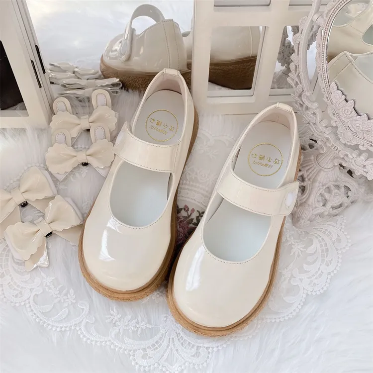 现货大头鞋原创兔缘结厚底jk可爱小皮圆头制服少女鞋子蝴蝶结