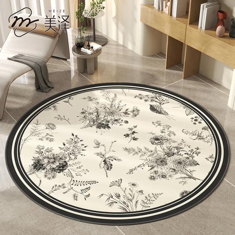 法式圆形地毯卧室床边毯书房电脑椅地垫客厅沙发茶几免洗耐脏脚垫