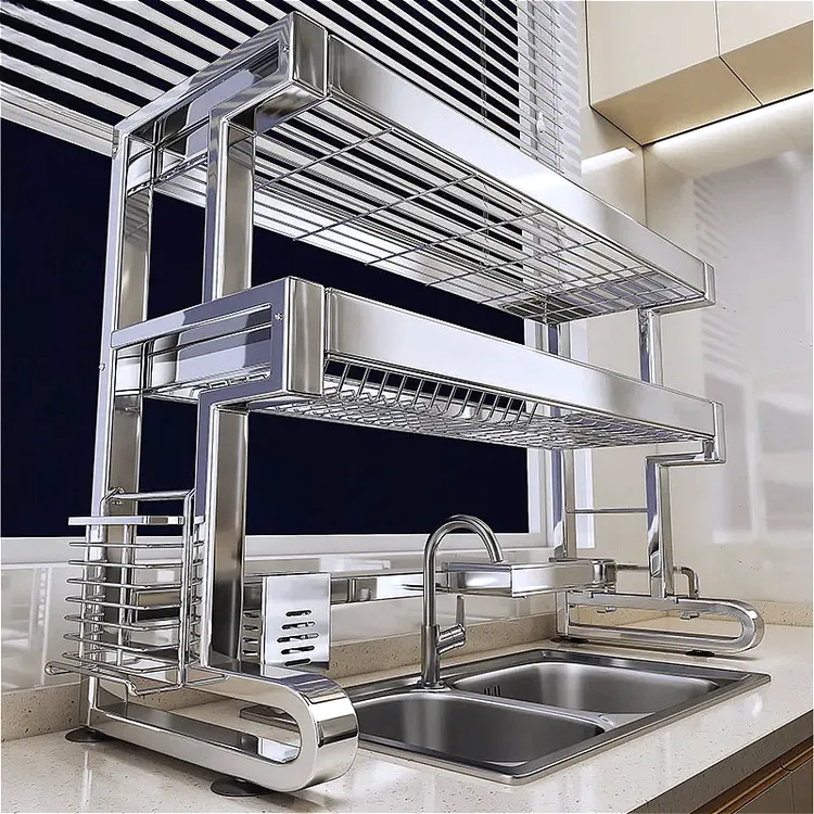 304不锈钢水槽架置物架特厚厨房碗碟沥水架水池多功能碗盘收纳架