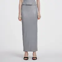 KAJO闪光坑条开衩半裙24AW004