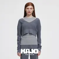 KAJOV领短款长袖上衣柔软舒适034