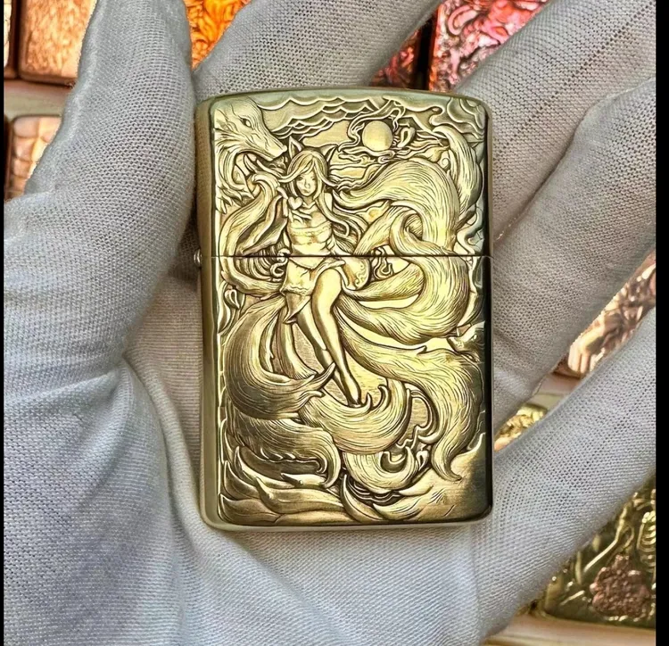 【二代三代九尾狐】  902s盔甲 纯铜防风打火机 3D浮雕工艺 可定制