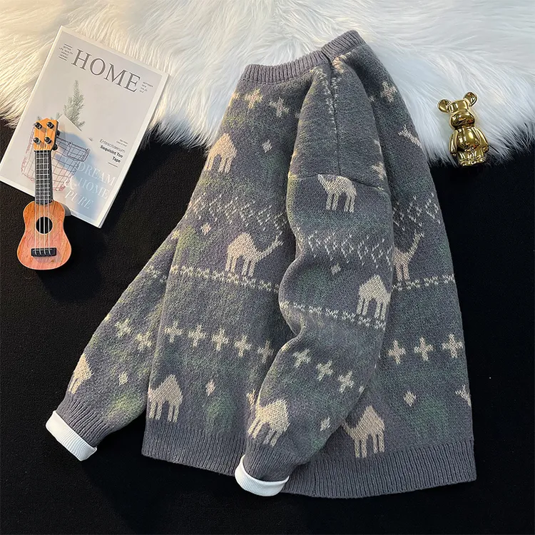 毛衣男款复古加厚针织衫宽松男士上衣潮流百搭秋冬新款港风慵懒风