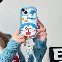 大头哆啦叮当猫可爱卡通适用iPhone15全包防摔立体硅胶手机壳