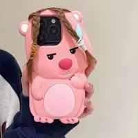 适用苹果/华为/oppo/vivo/红米可爱粉色头发海狸手机壳网红硅胶壳