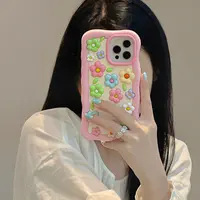 立体彩色花适用于iPhone15卡通创意解压全包防摔女款软硅胶手机壳