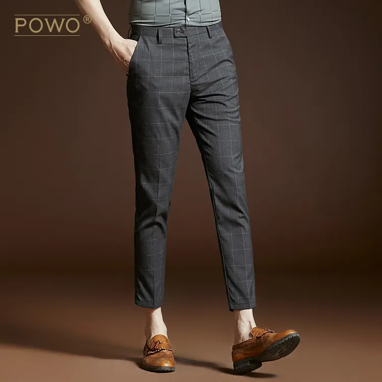 POWO夏季薄款九分裤男士休闲裤韩版潮流修身小脚裤商务男装裤子