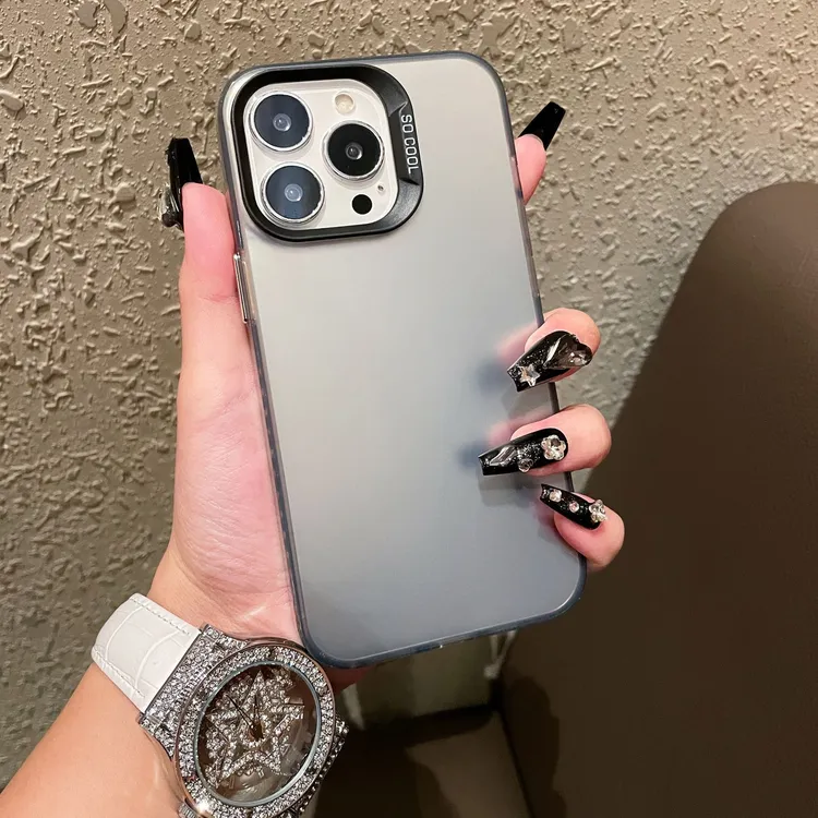 IMD彩银适用苹果15PRO简约纯色手机壳iPhone12/XSMAX磨砂PC保护套