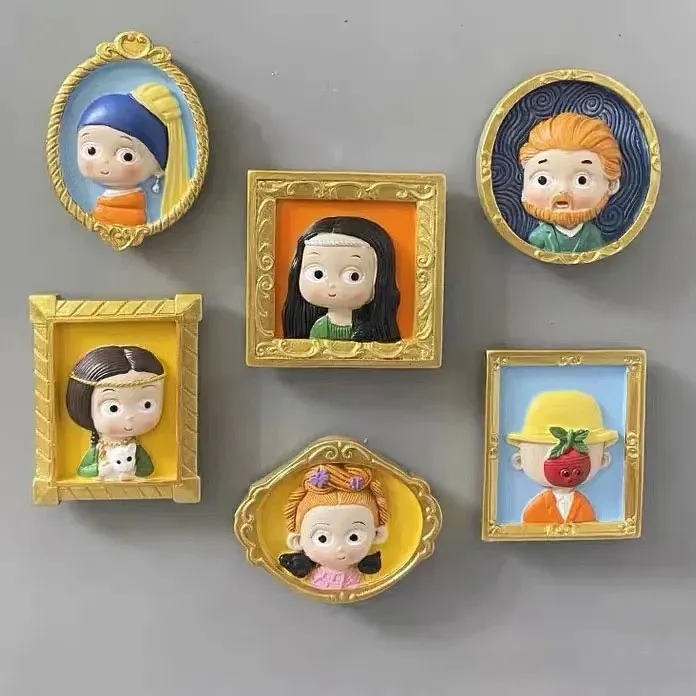 创意梵高名画系列香薰石膏画娃娃亲子手工DIY涂色磁吸冰箱贴