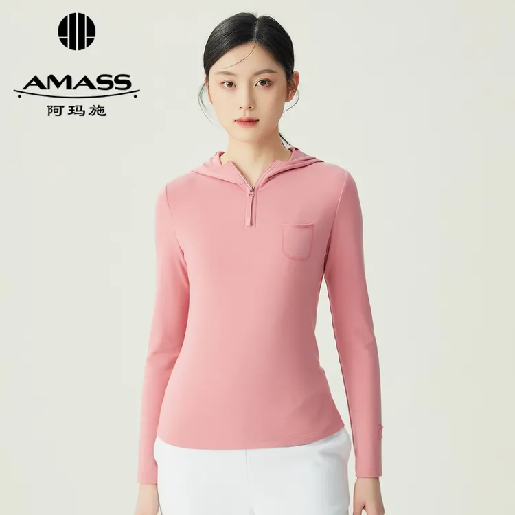 阿玛施AMASS新款女装丘比特暗黑风休闲修身连帽长袖卫衣5300662-3