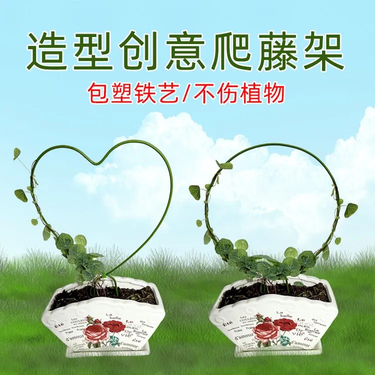 【包塑款】铁艺圆形心形太阳花绿萝山乌龟花架爬藤架子植物支架