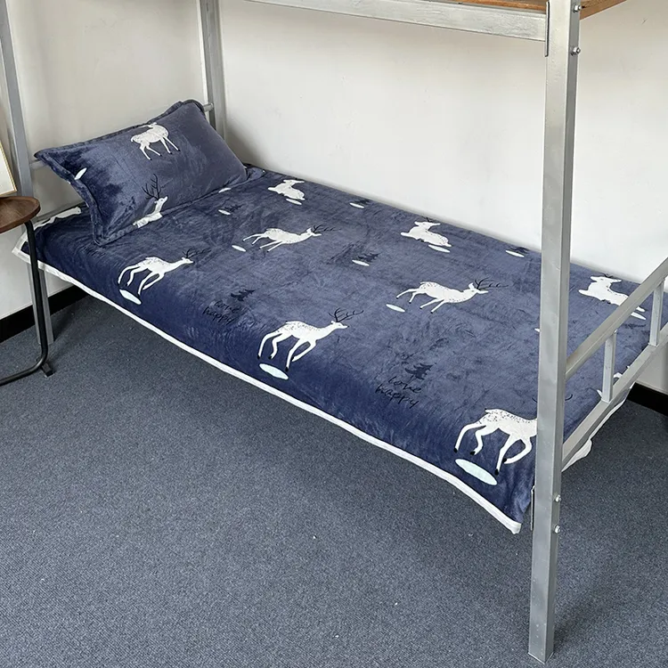 加绒单人法兰绒床单学生宿舍0.9米上下铺床单人保暖短毛绒毯子冬