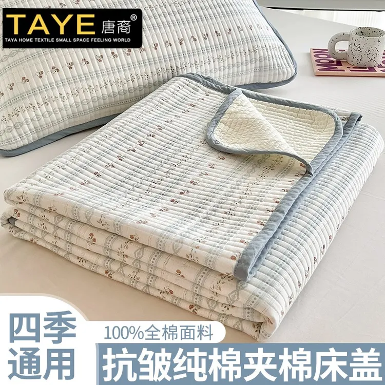 纯棉夹棉大床盖榻榻米100全棉加厚绗缝炕单被单隔脏褥子四季通用