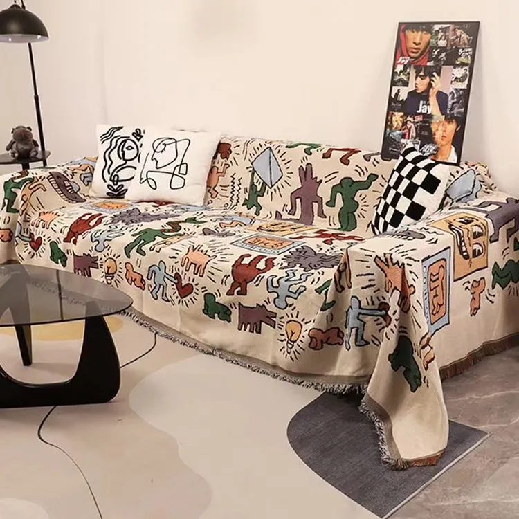 北欧网红招财猫万能四季通用沙发垫沙发罩防尘全盖一片透气沙发巾