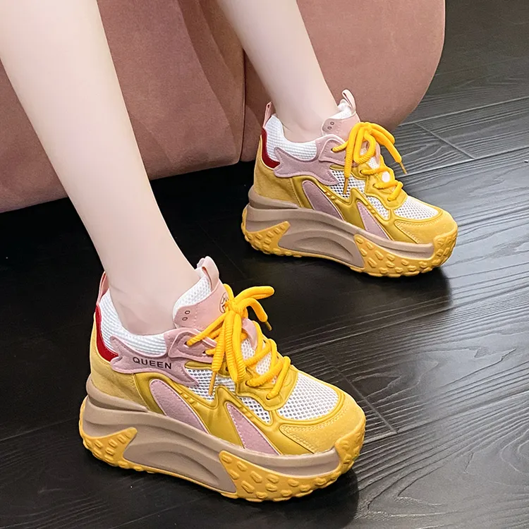 内增高女鞋2025新款百搭春秋季松糕厚底休闲运动鞋显脚小老爹鞋女