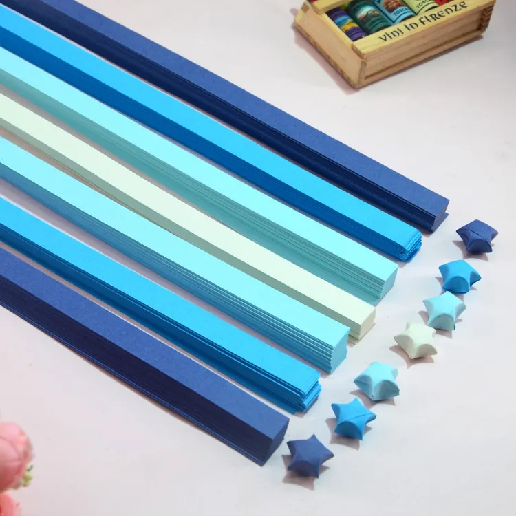 渐变色星星折纸条彩色幸运星五角星幼儿手工diy星星专用纸可写字