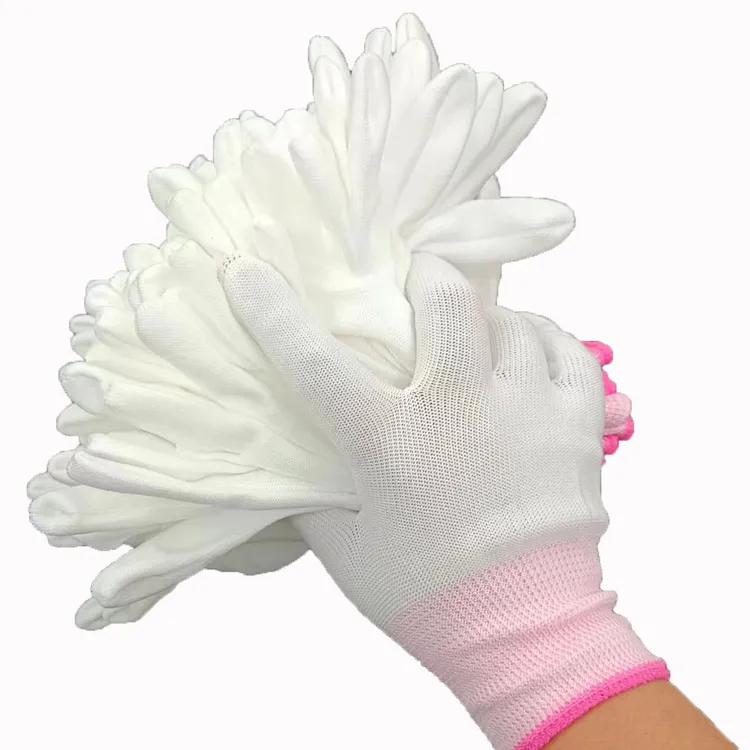 薄款尼龙手套弹力高弹涂指涂掌白色工作防静电无尘防护干活手套