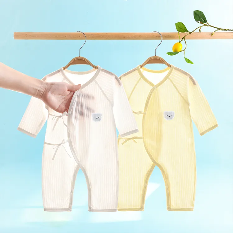 新生儿衣服夏款无骨蝴蝶衣宝宝爬服薄款哈衣护肚空调服婴儿连体衣