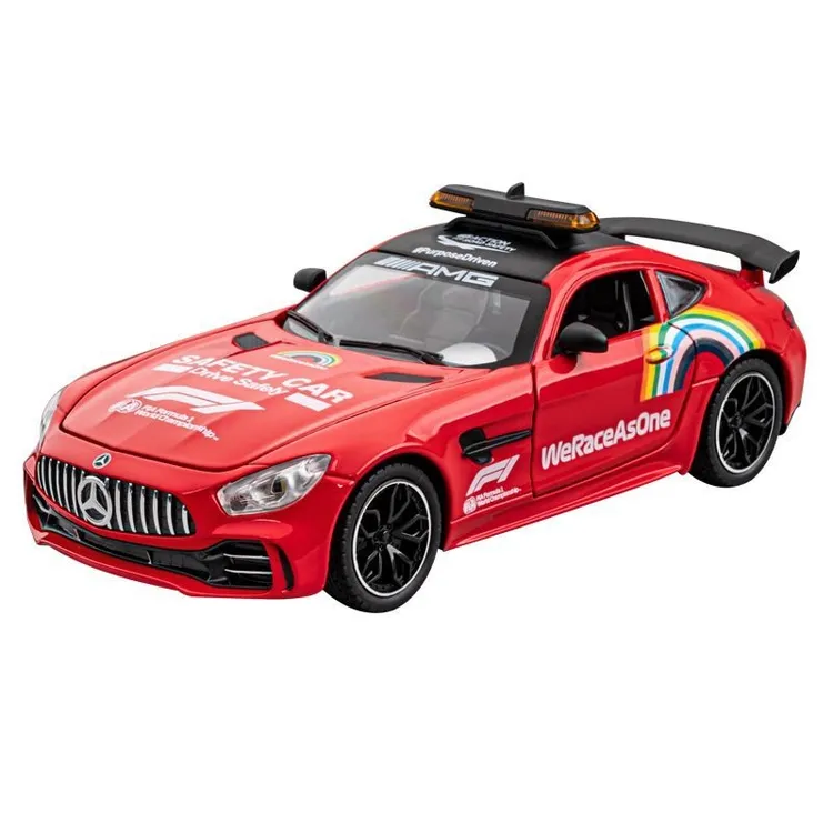 新品1:24奔驰F1安全车合金模型回力声光男孩玩具精美赛事礼品