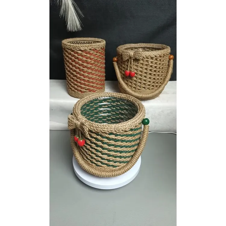 【一果篮子材料包】麻扁花边珠子花杆结杆器珍珠手工材料包白灯笼边