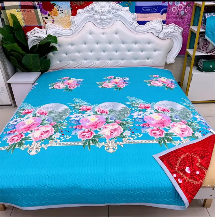 四季双面床盖「花好月圆」