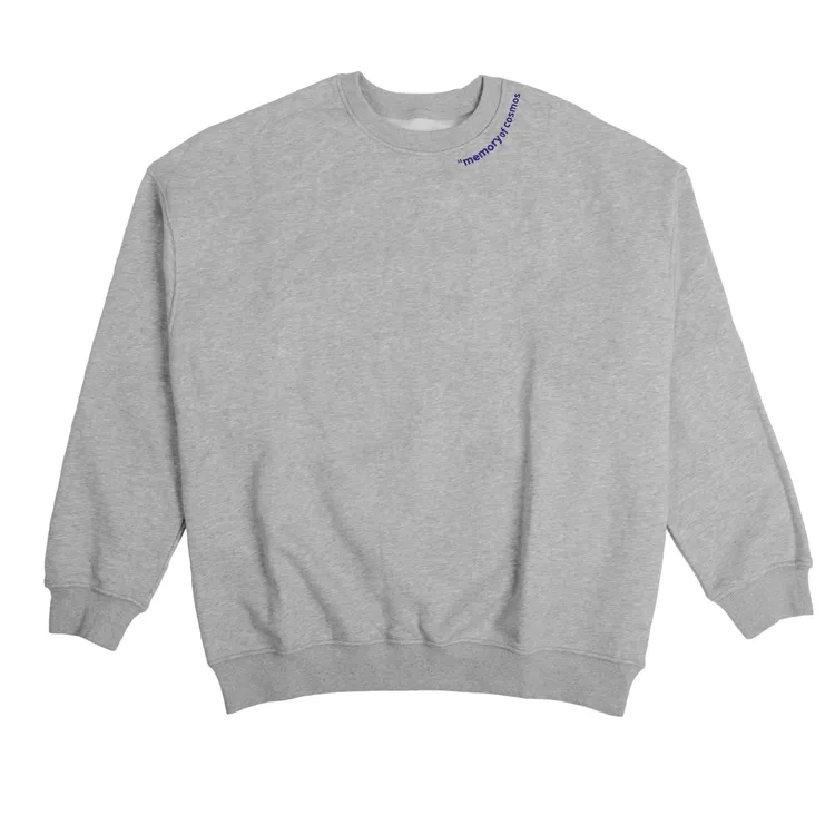 经典LOGO刺绣圆领灰色加绒长袖卫衣