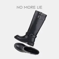 NO MORE LIE/直述骑士靴马靴长筒靴牛皮黑色 原创设计师品牌