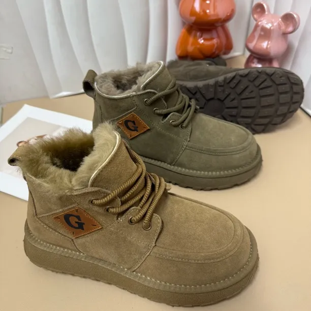 男士高帮加肥特厚底牛皮羊毛保暖防滑【8766】户外雪地靴加厚加绒