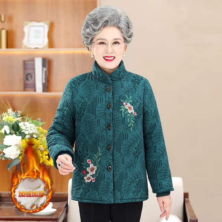 老年人冬装女棉衣加绒老年妈妈装棉服保暖70-80岁奶奶装冬季加厚