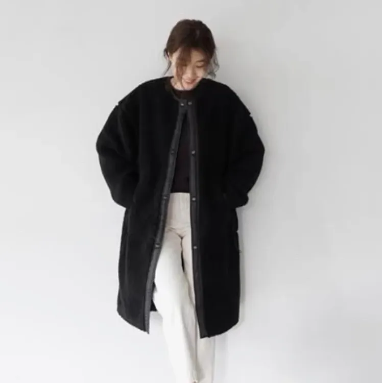 中长款宽松休闲外套女大码加厚棉服大衣