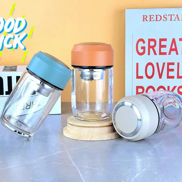 【博诗诺】2024新款双层时尚花茶杯高硼硅防摔防烫玻璃杯茶杯水杯