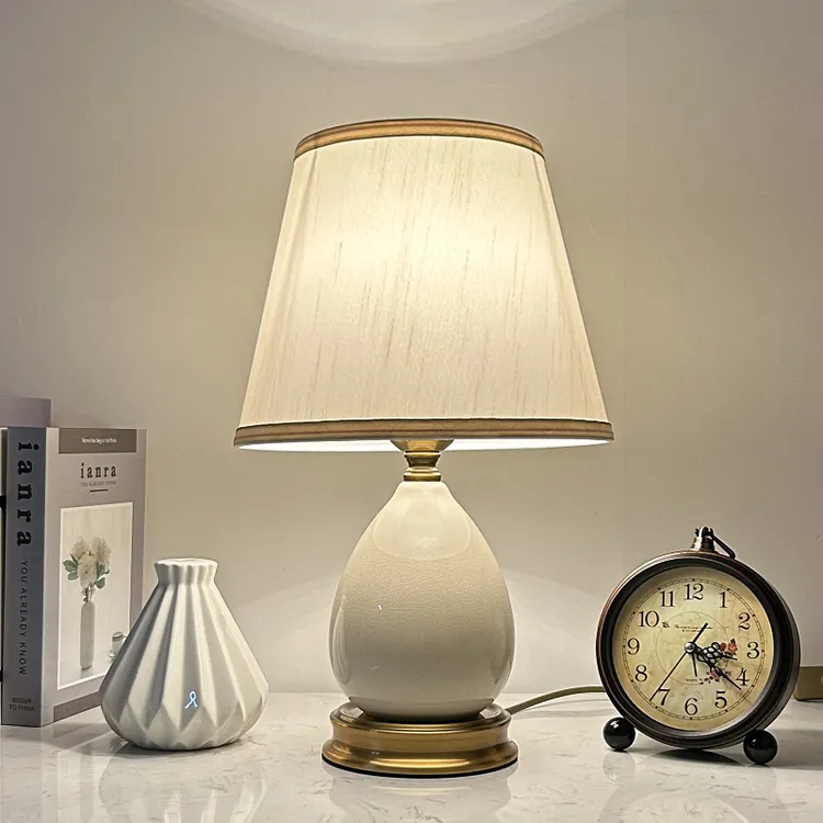 美式酒店陶瓷禅意轻奢台灯创意简约温馨时尚卧室床头客厅书房家用