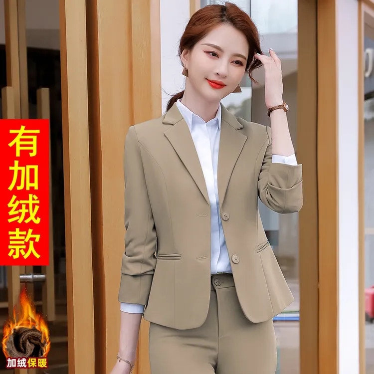 加绒西装套装女秋冬新款韩版职业正装气质高级感西服套装女工作服